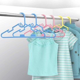 ZYBUX - 40 Pack Multi Coloured Kids Coat Hangers Lightweight with Stackable Kids Hangers Space Saving Wardrobe Organizer 28cm x 14.5cm