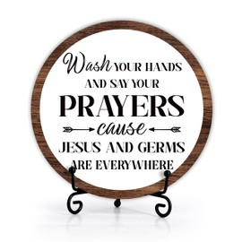 Funny Bathroom Decor, Wash Your Hands Sign, Modern Farmhouse Bathroom Decor, Hand Washing Signs For Home, Restroom Decor Plaque With Stand, Half Bath Decor, Farmhouse Rustic Bathroom Decor-40