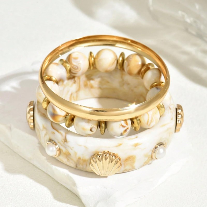 Shell Beach Bracelets for Women Gold Bracelet Stack Gold Bangles