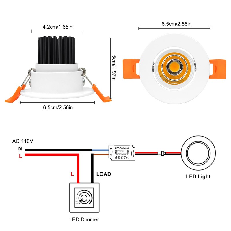 inShareplus 2 Inch LED Downlight, 3W Recessed Lighting COB Dimmable,