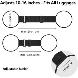 BILIONE - Correas de equipaje para añadir una bolsa, paquete de 4 unidades, cinturón elástico elástico ajustable para conectar dos maletas, artículos esenciales de transporte y viajes seguros (negro)