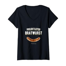 Womens Grill saying Project Ladder Bratwurst the Original Grill V-Neck T-Shirt
