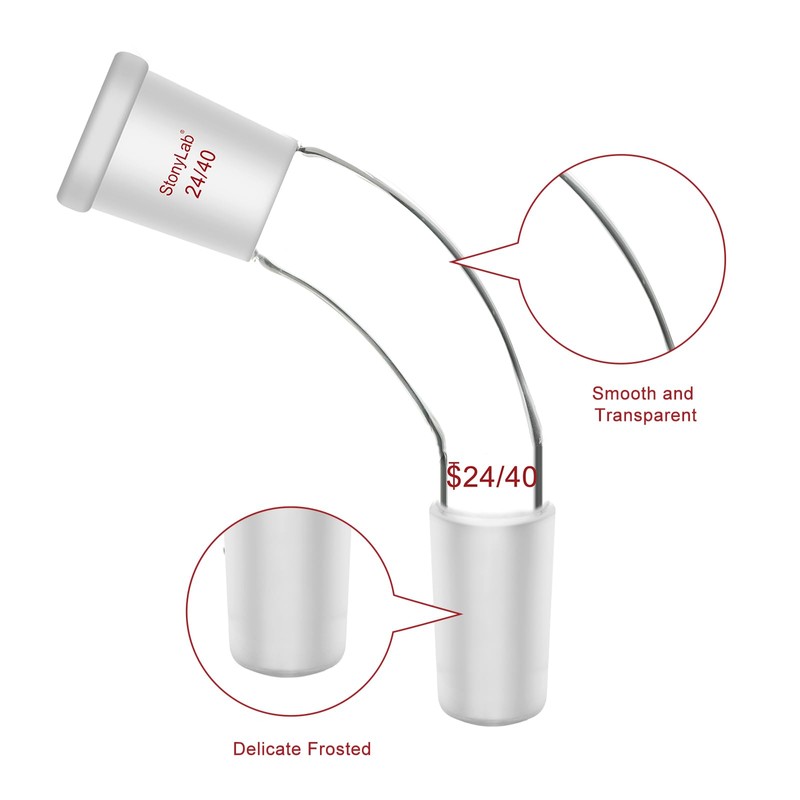 stonylab 105 Degree Curved Adapter, Borosilicate Glass Distillation Adapter 105