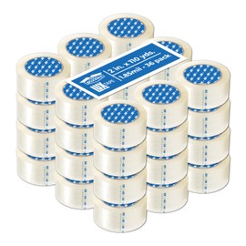 The Boxery 2" x 110 Yards Clear Packing Tape – 36 Roll Carton – Warehouse Grade Adhesive for Shipping, Moving & Packaging – Standard Strength 1.85 Mil Box Sealing Tape