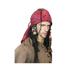 Exact WIG w/Bandana Dreadlock And Hair Beads Stick DLX Jack Sparrow Costume