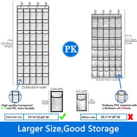 over the door shoe organizer,2024 upgraded,shoe organizer,35 Huge clear pockets,over door shoe organizer,Store size 13 shoes,shoe organizer,Strong material,hooks Suitable for various doors,White