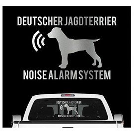 siviwonder German Hunting Terrier Noise Alarm System Car Sticker Dog Foil DJT German Colour Metallic Silver Size 10 cm