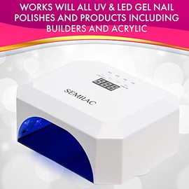Semilac Professional 48/24 W LED UV Lamp for Gel Nails. Nails Dryer with 4 Curing Times, Digital Display, Detachable Base for Easy Manicure & Pedicure. Motion Sensor.
