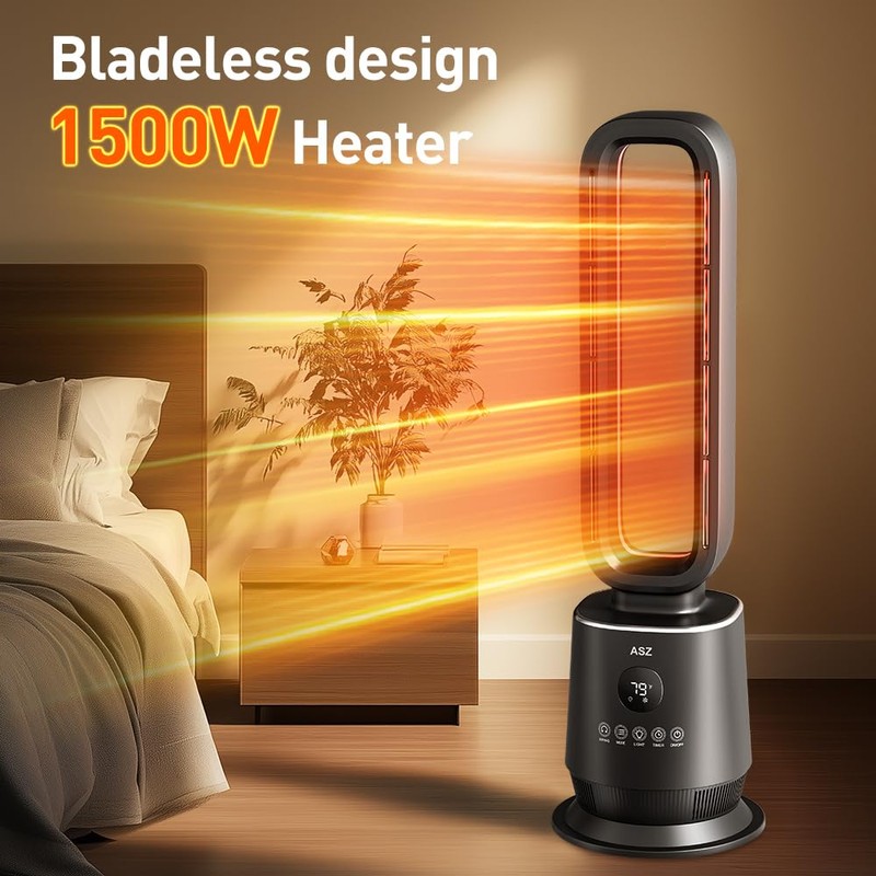 ASZ Tower Space Heater Bladeless with Thermostat- Oscillating Digital Ceramic