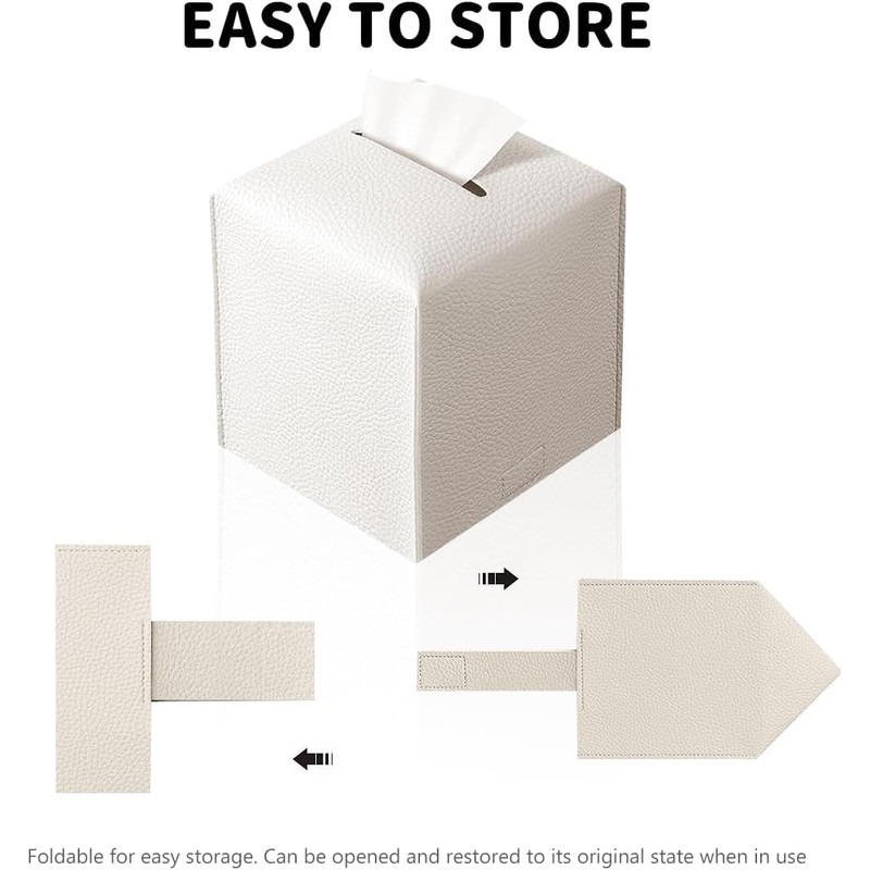 Tissue Box Cover Holder 2 Piece,Square Premium PU Leather Decorative