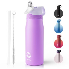 Fjbottle Stainless Steel Sports Water Bottle with Straw 550 ml / 710 ml - One-Click Opening Children's Water Bottle BPA Free for School/Fitness/Yoga
