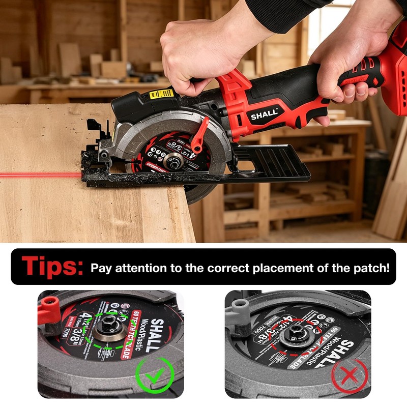 SHALL 20V Cordless Mini Circular Saw, 4-1/2’’ 4000RPM Power Circular