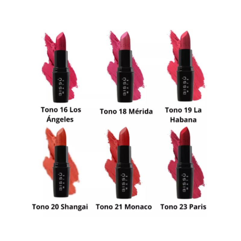 Kit Labial Mate Bissú Tonos Rojos 6 Pzas