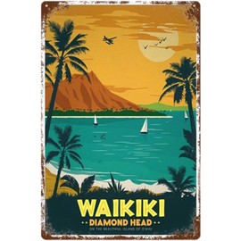 Tin Sign Surfing Hawaii Surfboard West Coast Retro Wall Decor Interior Miscellaneous Goods American Vintage Plate 7.9 x 11.8 inches (20 x 30 cm) NYANDELMO (J:Surfing-22) ND-0326-R04-J-Surfing-22