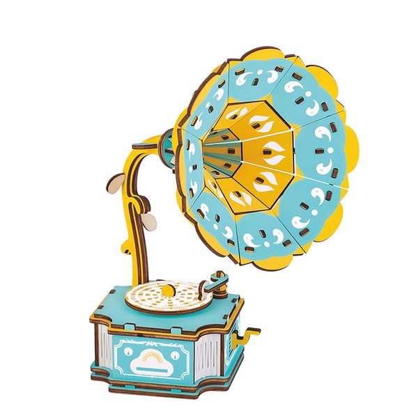 MPIUET 3D Wooden Puzzle for Adults, Phonograph Model Kits to