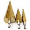 Mengshen HSS Step Cone Drill Set 3-Piece Set 4-12mm/4-20mm/4-32mm, Titanium