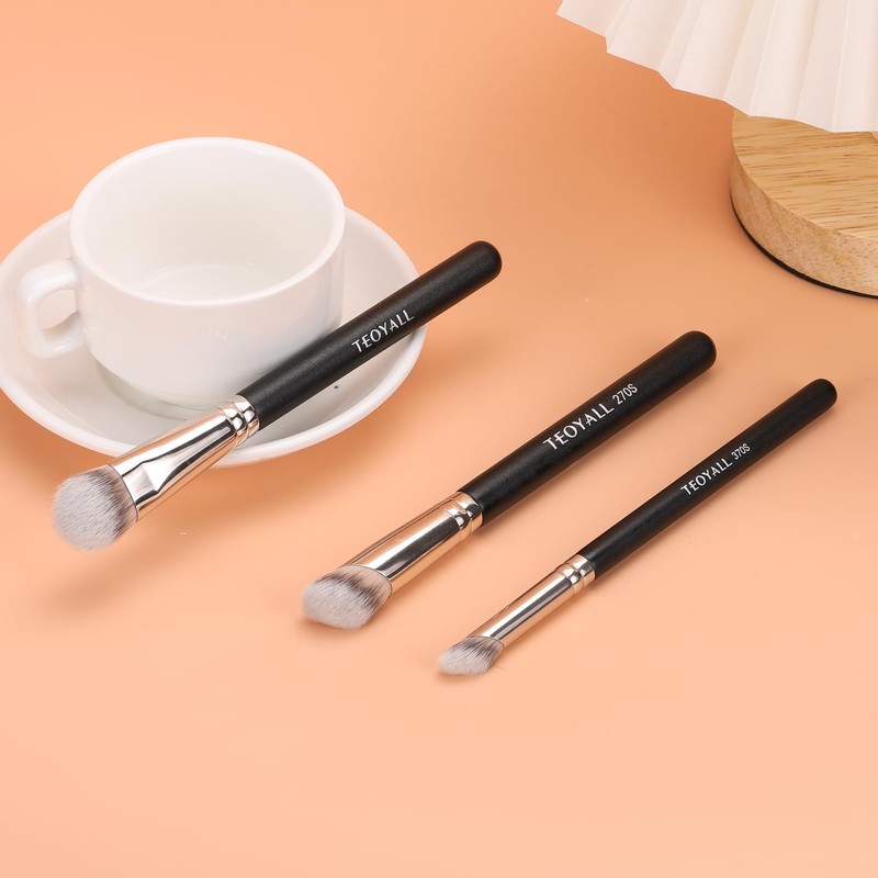 TEOYALL Contour Conceal Brush Set, 3PCS Angled Synthetic Under Eye