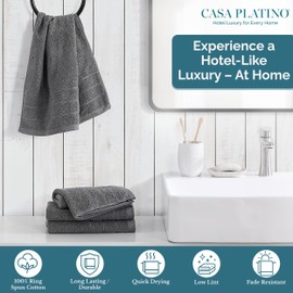 CASA PLATINO Bath Hand Towels for Bathroom - Pack of 4 (16"x28"), 100% Cotton Hand Towel - Soft, Durable, Quick Dry & Highly Absorbent - Hotel Quality Face Towels for Salons & Home Use - Cerulean Blue
