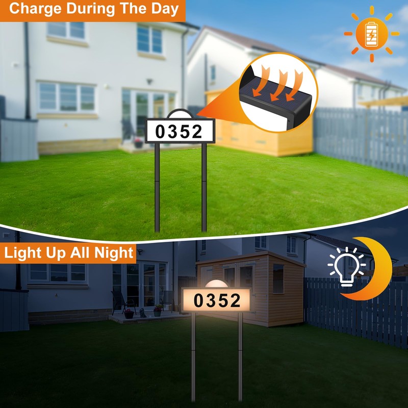 LED Solar Address Sign, Address Numbers for Yard with 2