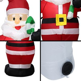 Inflatable Christmas Decorations 4 FT Inflatable Christmas Santa Claus with Candy Cane Waterproof Blow Up Lighted Yard Decorations with LED Lights Tethers Stakes for Christmas Yard Garden Lawn