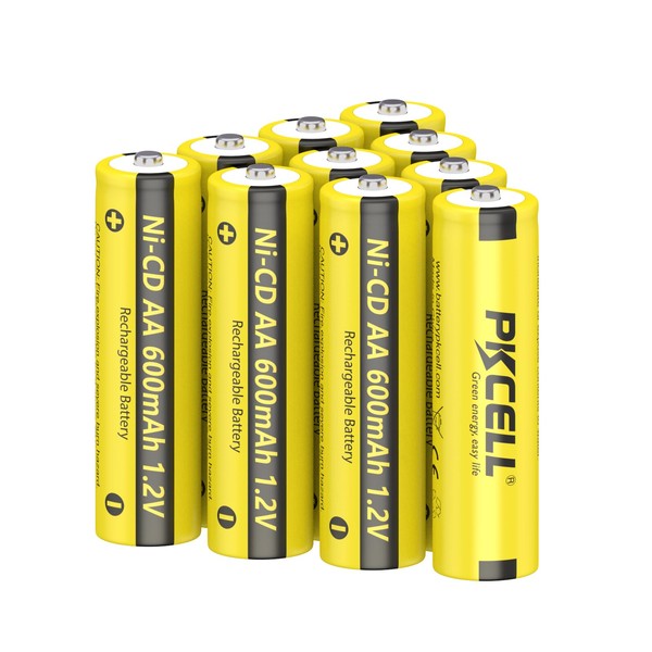 PKCELL - Paquete de 10 pilas recargables AAA de 1,2 V 600 mAh NICD para luces solares (10 unidades)