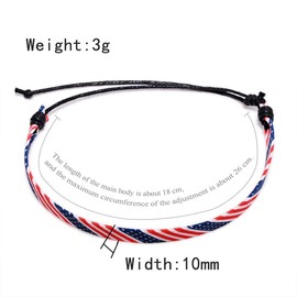 haolry American Flag 4th of July Bracelet for Women Men, Red Blue White Patriot Bracelets Wristbands, Jewelry USA Flag Independence Day Celebration Accessories Adjustable Size-2pcs