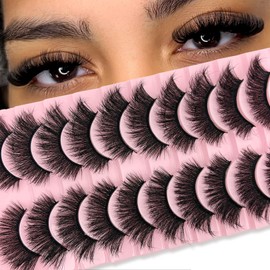 SISIYDY Mink Lashes Fluffy 20mm Big Long 3D Dramatic False Lashes Strip Full Volume Fake Eyelashes Pack 25 mm C Curl Faux Mink Lash Strips That Look Like Extensions YH010