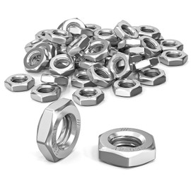 ORTAVA Hex Nuts M12 (Low Shape, with Chamfer), Pack of 10 M12 Nut DIN 439/ISO 4035 Stainless Steel A2 V2A, Flat Nuts M12 for Screws, Threaded Bolts, Furniture, Machines