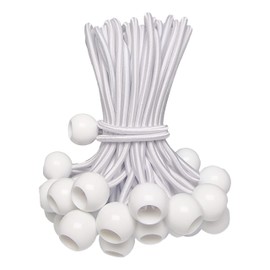 Kydavoo Heavy Duty Bungee Cords with Balls, 6 Inch Elastic Tie Down Straps for Outdoor Use, Ideal for Camping, Travel, Luggage, and More – 50 Pack, White