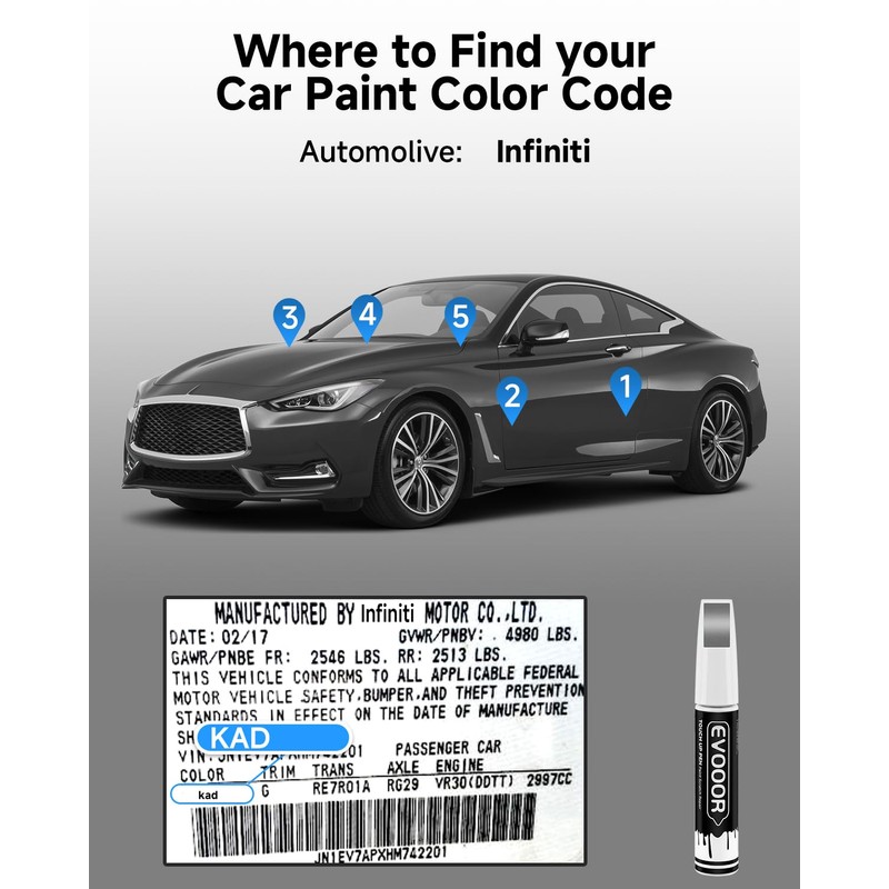 EVOOOR Graphite Shadow(KAD) Touch Up Paint Compatible with Infiniti Exact