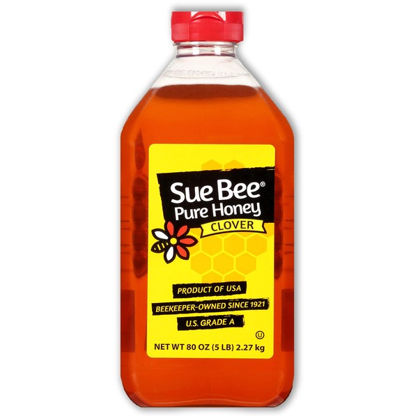 Sue Bee Pure USA Clover Honey, 80 Ounce (5 Pound) Sue Bee Pure Premium Clover Honey From USA Beekeepers