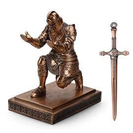 HDMbigmi King's Guard Knight Pen Holder Pen Stand Desk Organizers and Accessories Resin Pencil Holder as Gift for Office and Home (Copper)