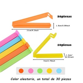 30 Abrazaderas De Bolsa De Alimentos, Abrazaderas De Sellado De Bolsa, Abrazaderas De Sellado De Alimentos, Abrazaderas De Plástico Multiuso, Abrazaderas De Bolsa De Alimentos De Color