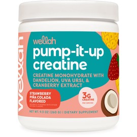 Wellah Wellah Pump-It-Up Creatine (50 Servings, Strawberry Pina Colada) - Creatine Monohydrate with Dandelion, Uva Ursi, & Cranberry Extract