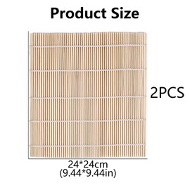 Bamboo Sushi Mat, 2PC Premium Sushi Rolling Mat for Homemade Sushi, Bamboo Sushi Rolling Mat, Easy-to-Use & Reusable Sushi Roller Japanese Style(24 * 24cm) for Sushi Lovers & Beginners