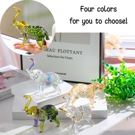 Arikyrist Crystal Yellow and Green Elephant Gifts for Elephant Lovers Men Women, Cool Glass Elephant Collectible Figurine Paperweight on Birthday Christmas for Home Office Decor