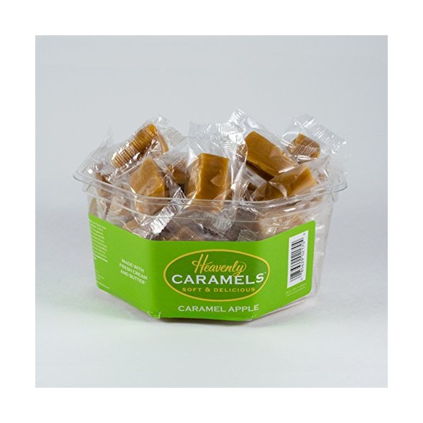 J Morgan Confections Heavenly Caramel | Caramel Apple Flavor | 45 Count Tub | Gourmet Soft and Chewy Butter Caramel Candies | Hand-Crafted Golden Treats