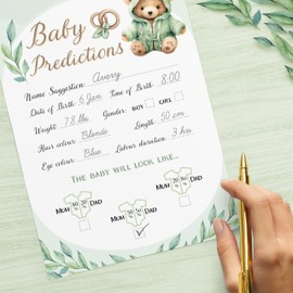 Baby Shower Games (7 Fun Games for 12 Guests), Baby Predictions, Guess The Celebrity, Labour or Rollercoaster, Baby Movie Emoji Game and More, Teddy Bear Gender Neutral Styles (Botanical Green)