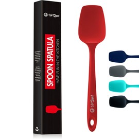 Silicone Spoon Spatula - 600ºF Heat-Resistant Non-Stick Rubber Spoonula | Use as Silicone Kitchen Scraper Utensil - Baking and Cooking Strong Stainless Steel Core | UpGood Kitchen Utensils, (Red)