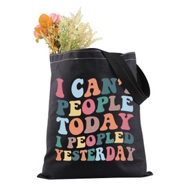 JXGZSO Introvert Shopping Bag I Can’t People Today I Peopled Yesterday Tote Bag Introverted Gift Social Anxiety Gift (People Today Tote CA)