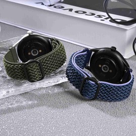 BISONSTRAP Stretchy Nylon Watch Band, Adjustable Buckle Loop Bands, Quick Release, Elastic Braided Nylon Strap 18mm, Blue