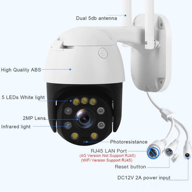 1080P 4G Wifi PTZ Camera IP66 Waterproof Night Vision Two