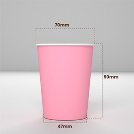 Pack of 100 Paper Cups 200 ml Eco-Friendly Biodegradable Disposable Made in Italy Take Away Warm Drinks Water Pink - Made and Packaged in Italy