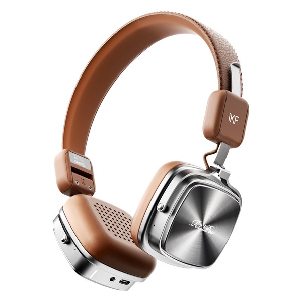 iKF R2 Pro Retro Metal Leather Wireless Headphones with ANC