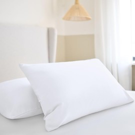 Night Lark - Pillowcase Pair - Plain Dye Collection - Super Soft Touch - Two Printed Microfibre Pillow Covers - Luxury Bedding - Polar White