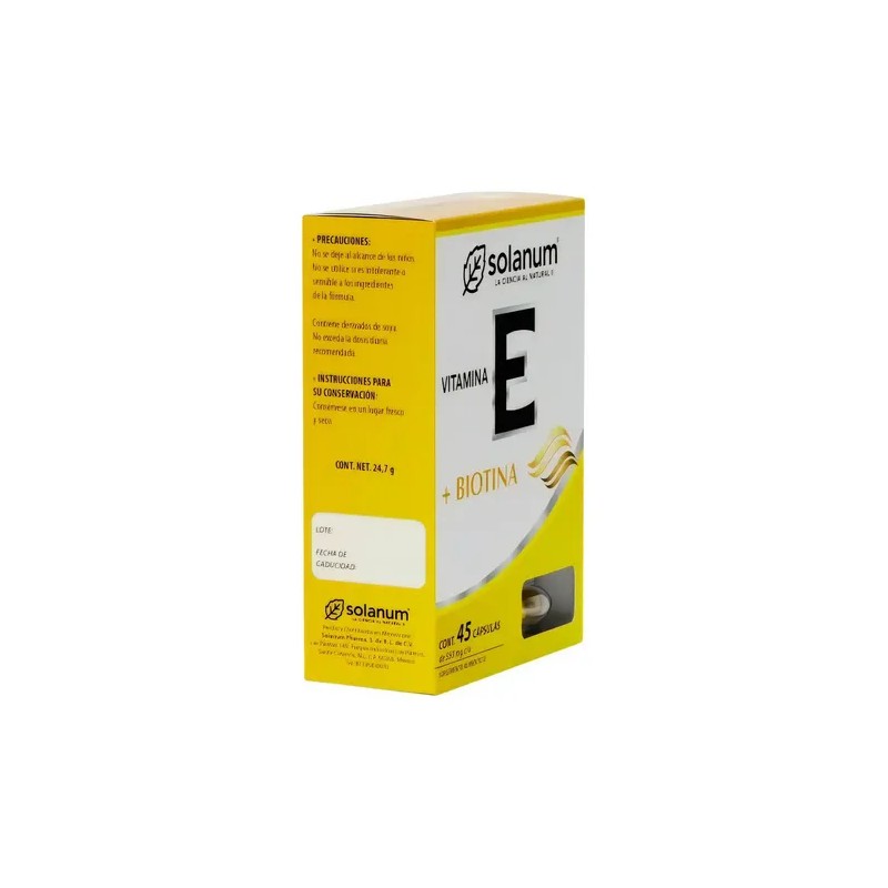 Solanum Pharma Vitamina E Biotina 45 Cáps 550 Mg Cu