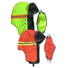 CICIXIA1984 Men High Visiblity Reflective Trapper Hat Winter Ski Thermal Ear Flap Face Mask - 2pcs Neon Yellow