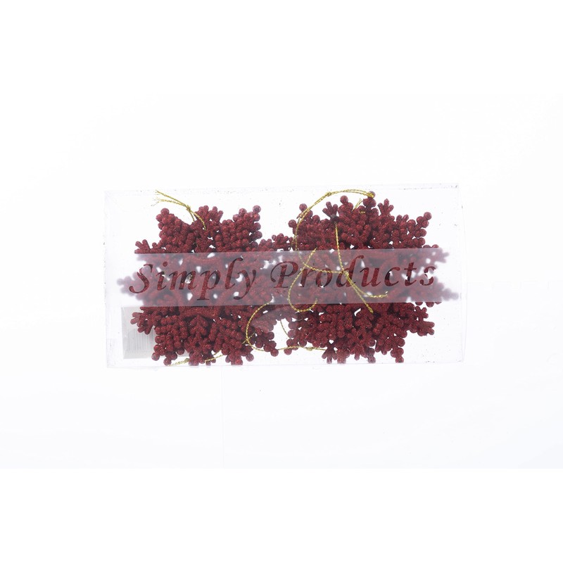 Simply Products Pack of 6-10cm Glitter Hanging Decoration, Snowflakes Christmas