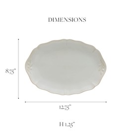 Costa Nova Ceramic Stoneware 13'' Oval Platter - Alentejo Collection, White | Microwave, Dishwasher, Oven & Freezer Safe Dinnerware | Food Safe Glazing | Restaurant Quality Serveware