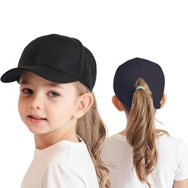 Children's Baseball Cap with Ponytail for Girls Boys Baseball Cap Sun Visor Hat Golf Visor Hat UPF 50+ Summer Hat Junior Summer Hat Tennis Cap Sun Hat Visor, black, Unit size